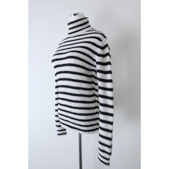 IRO Size S Seely Alpaca Wool Knit Turtle Neck Sweater Black White Stripes - Picture 6 of 15
